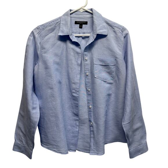 Banana Republic 100% Linen Button Front Shirt Light Blue Quinn Fit Women Small - Picture 1 of 9